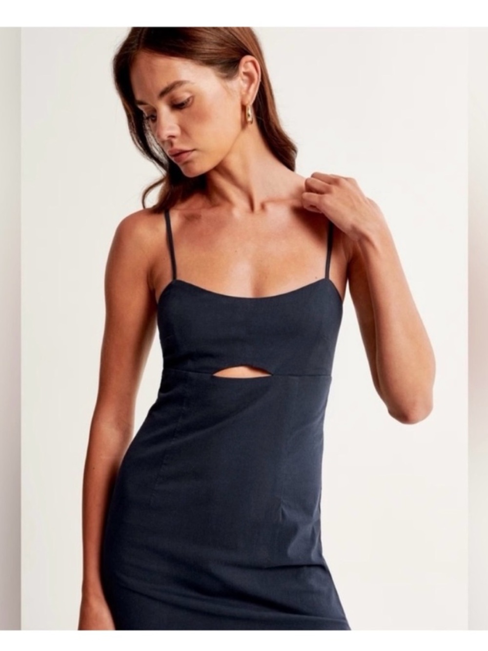 Slim Spaghetti-Strap Navy Maxi Dress